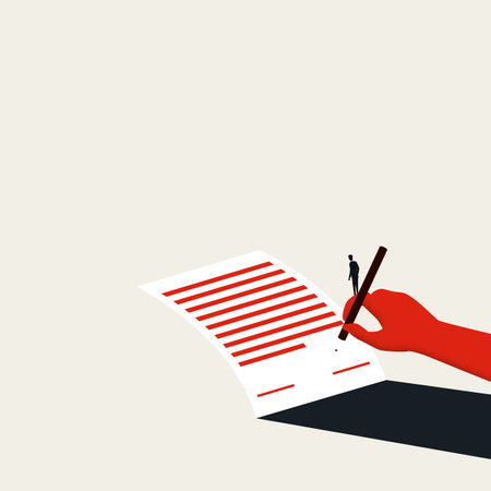 Business contract sign act vector concept. Minimal art design style. Business negotiation, closing deal.の写真素材
