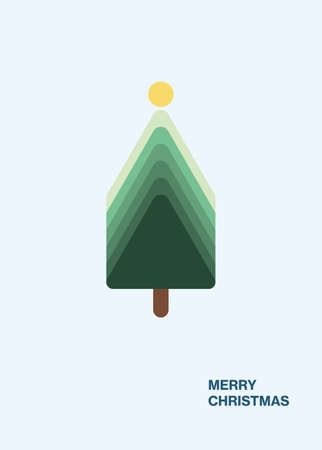 Minimal modern Christmas tree card design vector template. Holiday greeting with message, vertical.のイラスト素材