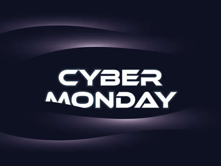 Cyber Monday vector banner template with modern futuristic design. Digital shopping, sale promotion.のイラスト素材