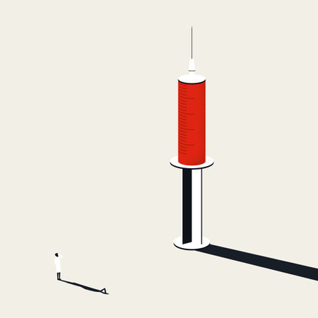 Vaccine against corona virus to prevent covid-19, vector concept. Doctor, scientist with syringe. Medical symbol.のイラスト素材