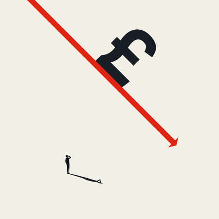 British pound losing value due to brexit, vector concept. Money, currency exchange symbol, economy depression.のイラスト素材