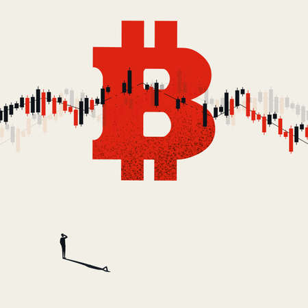 Bitcoin blockchain cryptocurrency market vector concept. Trading, Buy, Sell symbol.のイラスト素材