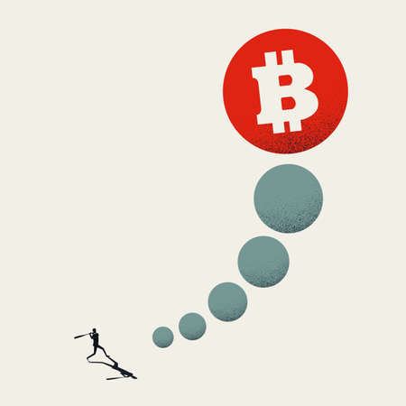 Bitcoin value growth vector concept. Symbol of cryptocurrency, blockchain and investment speculation.の写真素材