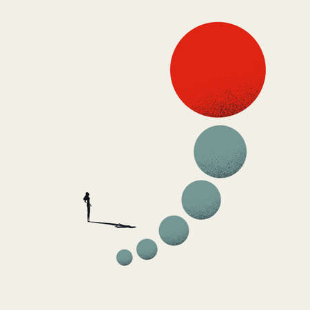Business woman growth, success, career opportunity vector concept. Symbol of ambition, motivation.の写真素材