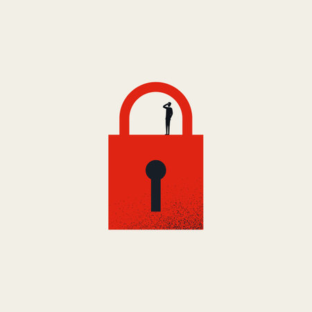 Business solution vector concept with lock. Symbol of gridlock, stop and security.のイラスト素材