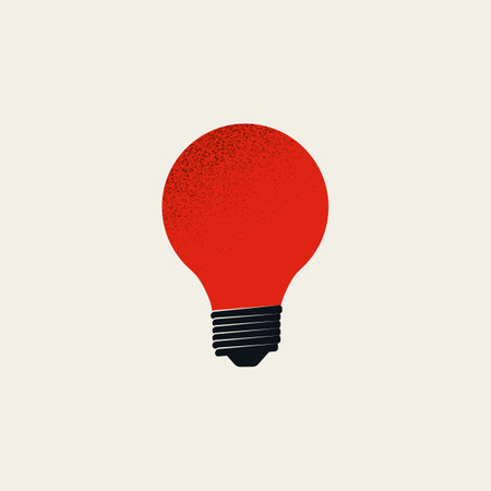 Red bright light bulb vector icon. Symbol of ideas, creativity, innovation, invention.のイラスト素材