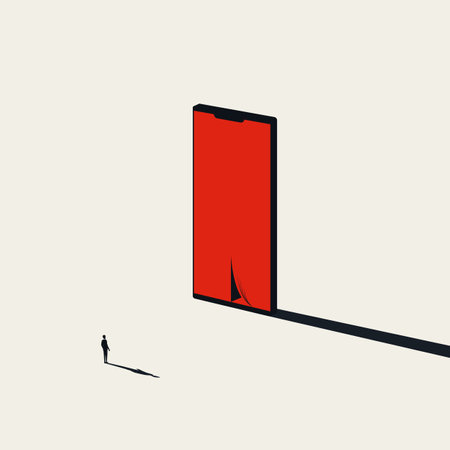 Smartphone and social media addiction vector concept. Symbol of technology consuming life.のイラスト素材