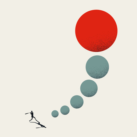 Business success and growth vector concept. Symbol of achievement, hitting goals, objectives.の写真素材