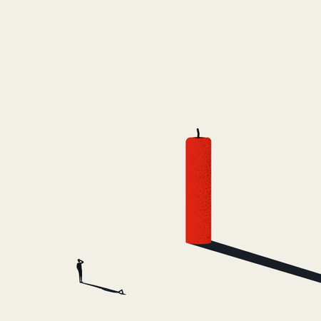 No idea and inspiration business vector concept. Businessman with candle. Symbol of crisis, burnout.のイラスト素材