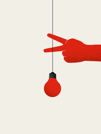 Losing idea business vector concept with hand cutting off lightbulb. Symbol of lack of inspiration.のイラスト素材
