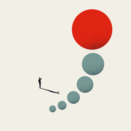 Business success and growth vector concept. Symbol of achievement, hitting goals, objectives.の写真素材