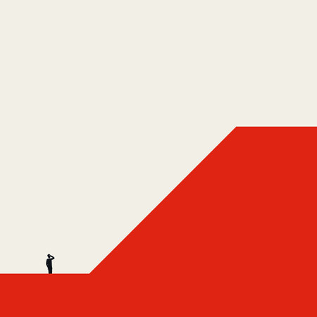 Business career opportunity to climb corporate ladder, vector concept. Minimal art design.のイラスト素材