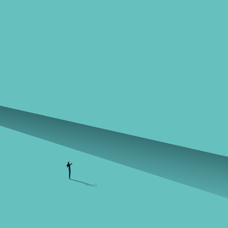 Business obstacle minimal illustration. Symbol of overcoming challenge, find solution, strategy. Vector concept.のイラスト素材