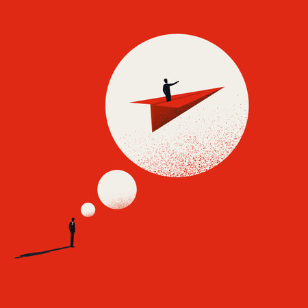 Business career ambition minimal illustration. Symbol of aspiration, motivation, leadership. Editable vector concept.のイラスト素材