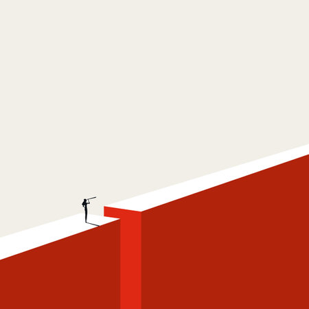 Business challenge and obstacle vector concept. Symbol of vision, solution, opportunity, success. Minimal illustration.のイラスト素材