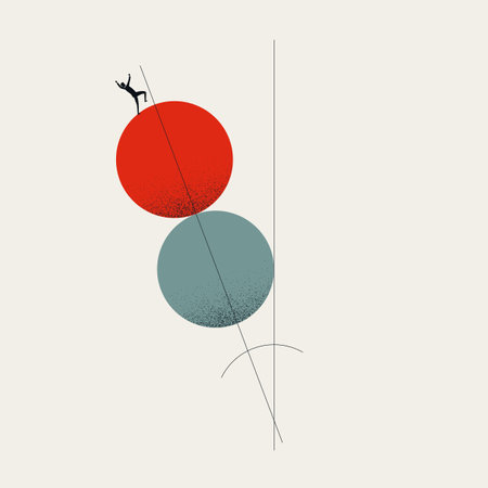 Business collapse, fall, minimal illustration. Symbol of downturn, decline, crisis. Concept vector.のイラスト素材