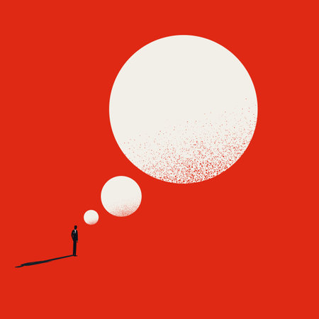 Business man with idea bubble, minimal illustration. Symbol of thinking, brainstorming. Concept vector with copy spaceのイラスト素材