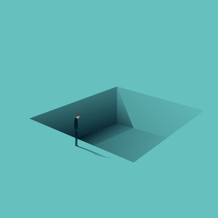 Business and economy crisis minimal illustration. Symbol of negative outlook, future, depression. Editable vector.のイラスト素材