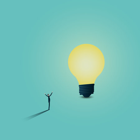 New idea in business minimal illustration. Symbol of brainstorming, innovation, success. Editable vector concept.のイラスト素材