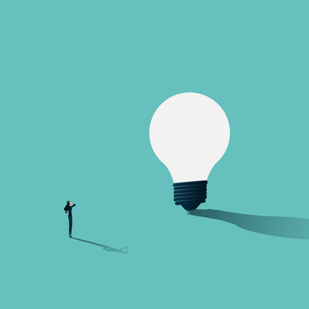 Business idea vector concept. Symbol of brainstorming, creativity, solutions and inspiration. Minimal illustration.のイラスト素材
