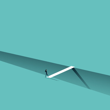 Business challenge and solution vector concept. Symbol of overcoming, success, growth. Minimal illustration.のイラスト素材