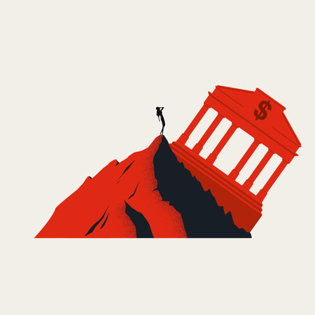 Bank collapse vector concept. Symbol of economic recession, market crash, bankruptcy. Minimal illustration.のイラスト素材