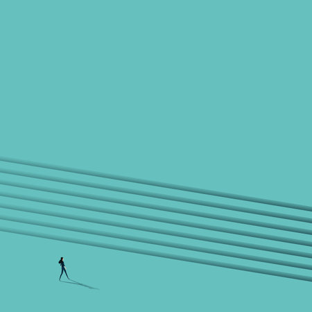 Business career ambition vector concept. Symbol of stairs, growth, success, challenge. Minimal illustration.のイラスト素材