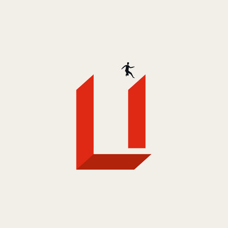 Overcoming challenge, business vector concept. Symbol of success, achievement. Minimal design professional illustration.のイラスト素材