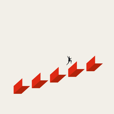 Business career growth vector concept. Symbol of corporate ladder, achievement, success. Minimal design illustration.のイラスト素材