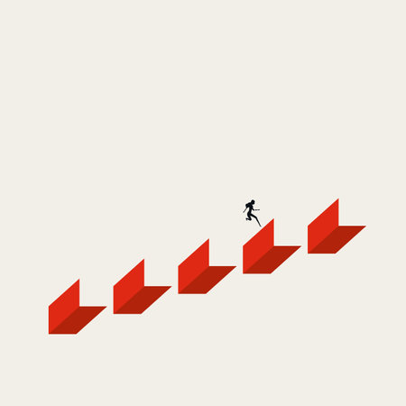 Business career growth vector concept. Symbol of corporate ladder, achievement, success. Minimal design illustration.のイラスト素材