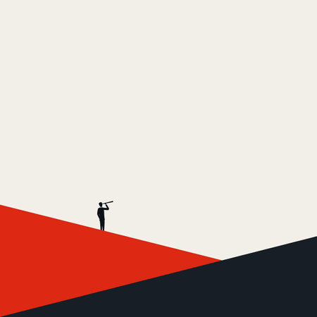 Business leader and vision vector concept. Symbol of leadership, future, strategy and inspiration. Minimal illustration.のイラスト素材
