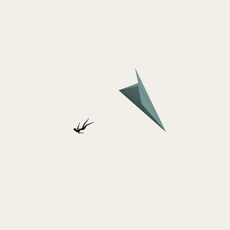 Business failure vector concept. Symbol of fall, depression, crash and stress. Minimal abstract illustration.のイラスト素材