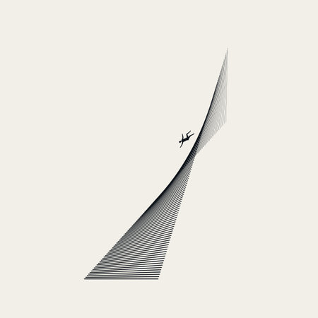 Business man falling off corporate ladder, minimal illustration. Symbol of failure, collapse. Vector concept.のイラスト素材
