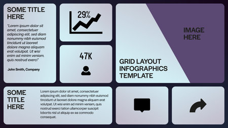 Grid layout ui infographics template for simple visual presentation.のイラスト素材
