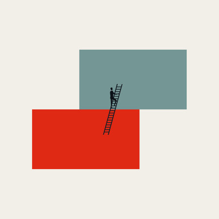 Moving to next level, business vector concept. Symbol of promotion, progress, development. Minimal illustration.のイラスト素材