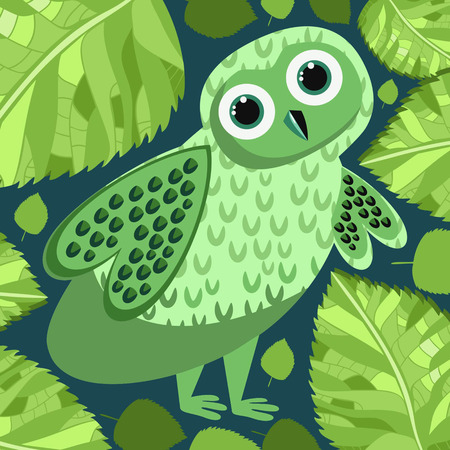 owl in the foliageのイラスト素材