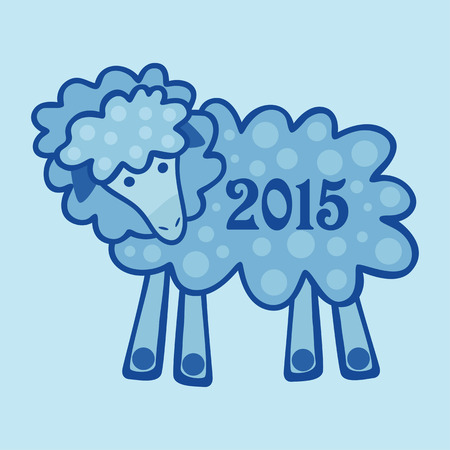 Blue lamb with the new 2015のイラスト素材