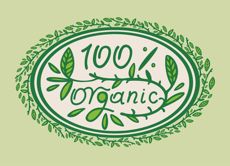 one hundred percent organic product for healthy foodsのイラスト素材