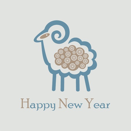 decorative Christmas sheep with curly hair on a background for a cardのイラスト素材