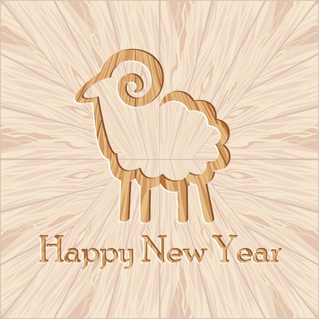 wooden ram new year figure carved wood backgroundのイラスト素材