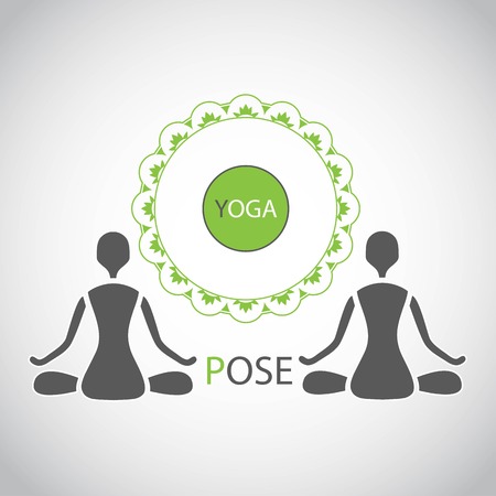 emblem yoga lotus posture silhouette figures of peopleのイラスト素材