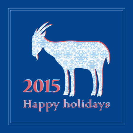 goat of snowflakes decorative Christmas greeting cardのイラスト素材