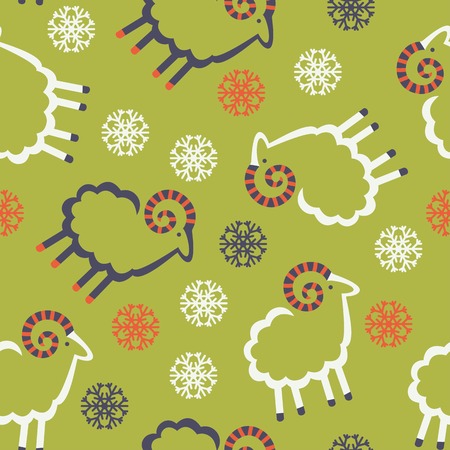pattern seamless sheep and snowflakes Christmas winterのイラスト素材