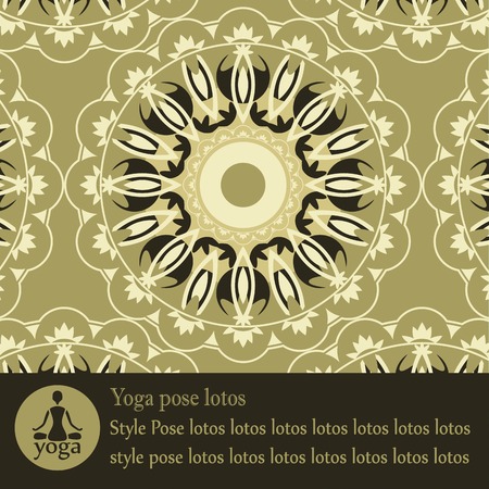 yoga mandala pattern decorative block with textのイラスト素材