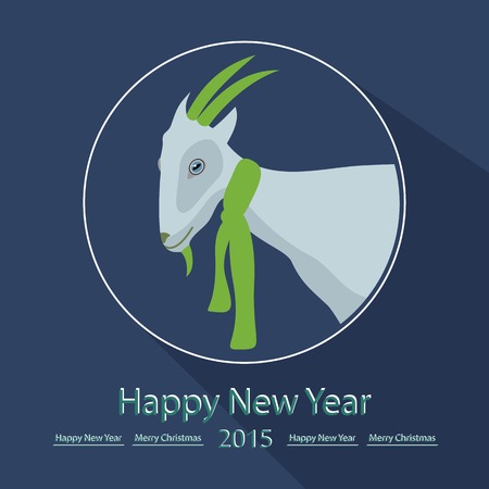 greeting card Christmas new year. goat in the circleのイラスト素材