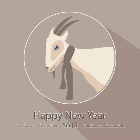 Christmas goat in a circle design postcardsのイラスト素材
