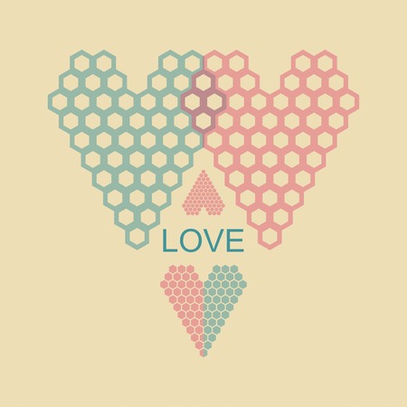 two geometric heart design emblem card Happy Valentineのイラスト素材