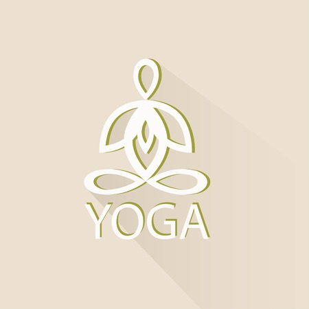 emblem yoga lotus pose silhouette design stylizationのイラスト素材