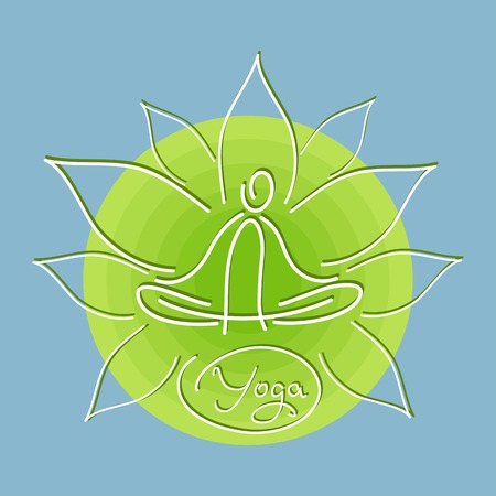 symbol yoga lotus flower on a background of green circle designのイラスト素材