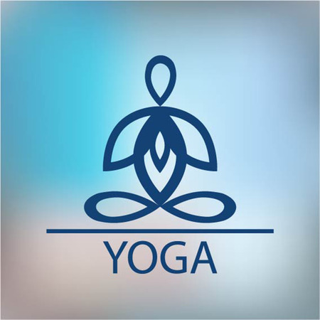 emblem yoga lotus pose stylized designのイラスト素材